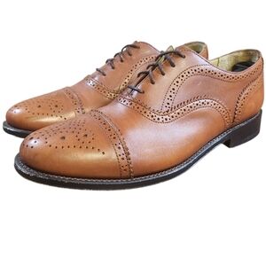 Brooks Brothers 346 Walnut Tan Brown Leather Wingtip Dress Shoes Mens Size 8.5 D